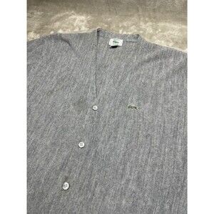 IZOD x Lacoste Cardigan Men XL Gray V-neck Vintage Sweater Long Sleeve Preppy
